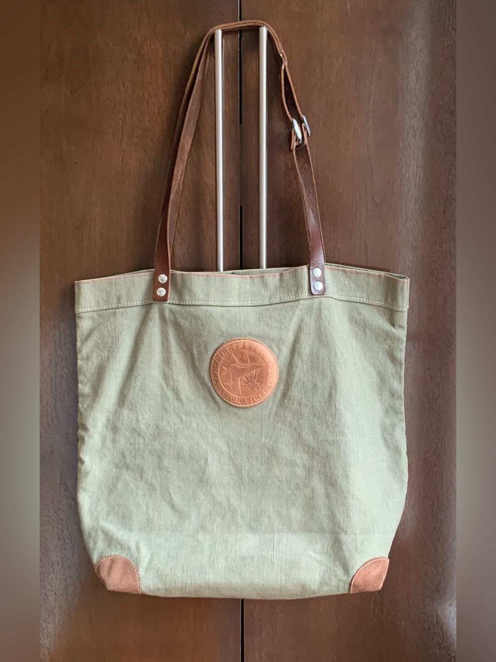 BIRKENSTOCK Canvas Tote Bag with Leather Trim - Olive Green